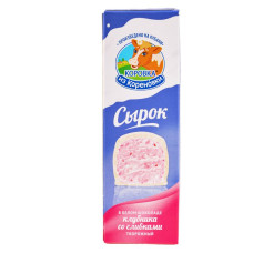 Сырок творожный в белой глазури клубника со сливками "Коровка из Кореновки", 23%, 50 гр.