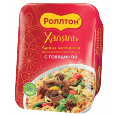 Лапша Лагманная Халяль быстрого приготовл. Роллтон с говядиной,  100 гр. (чашка)
