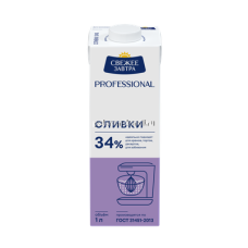 Сливки кулинарные "Свежее Завтра" professional, 34 %, 1 л. 