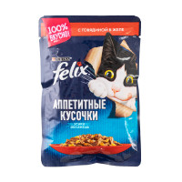 Корм для кошек "Феликс",Аппетитные кусочки, мяг.уп. 75 гр. Говядина