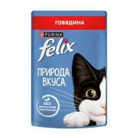 Корм для кошек "Феликс", Природа Вкуса, мяг.уп. 75 гр. Говядина