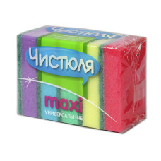 Губки кухонные "Чистюля MAXI" универсальные поролоновые с абразивом, (цветные), 5 шт.