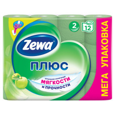Туалетная бумага "Zewa Plus" 2-х слойная, белая 12-ти шт.