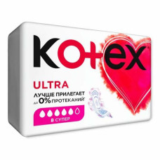 Женские гигиенические Прокладки "Kotex" Ультра Супер, 8 шт.