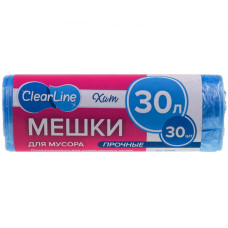 Пакеты для мусора "Clear Line" Хит прочные чёрные, жёлтые, 30 л. x 30 шт.