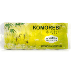 Туалетная бумага "KOMOREBI", 3-х слойная,, 310 листов, 1 упаковка-10 рулонов, жёлтая  Япония