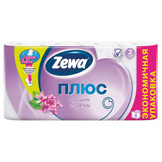 Туалетная бумага "Zewa Plus" 2-х слойная, сирень 8-ми шт.