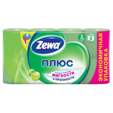 Туалетная бумага "Zewa Plus" 2-х слойная, яблоко 8-ми шт.