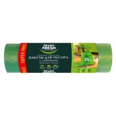 Мешки для мусора "Master fresh" с завязками 14 мк XL, 60 л. /15 шт. зеленые