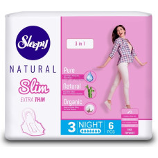 Прокладки женские гигиенические "Sleepy Natural" Slim Night, 6 шт,