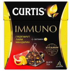 Чай черный Curtis "Immuno", с добавками грейпфрукт/лайм/мандарин+витамины, 15 пирамидок
